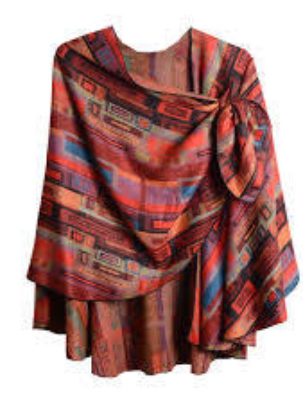 RAPTI Reversible Multi Color Cashmere Buckle Shawl Wrap one size